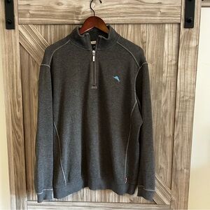 Tommy Bahama Men’s 1/4 Zip Pullover Sweatshirt - Grey - Size Large - 100% Cotton